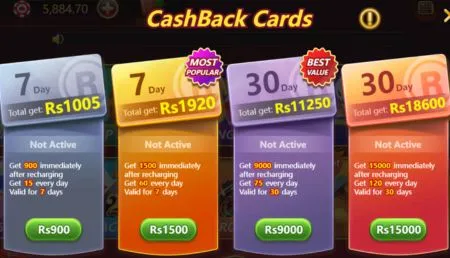 Distinct Cashback Amount in Supers9 Game